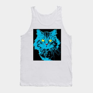 Pop cat blue black Tank Top